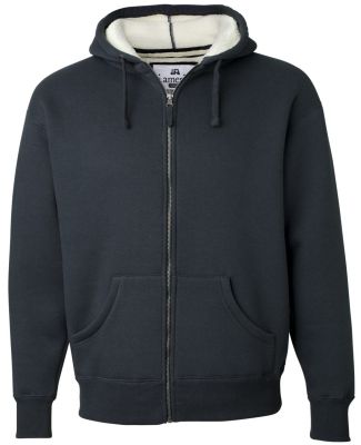 J America 8986 Full-Zip Hooded Sweatshirt with Sherpa Lining Vintage Navy/ Natural