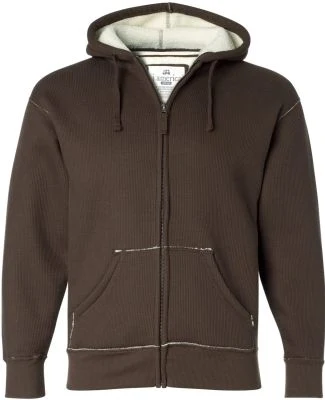 J America 8985 Full-Zip Hooded Thermal with Sherpa Lining Brown/ Natural