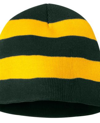 SP01 Sportsman  - Rugby Striped Knit Beanie -  Forest/ Gold