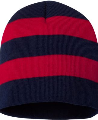SP01 Sportsman  - Rugby Striped Knit Beanie -  Navy/ Red