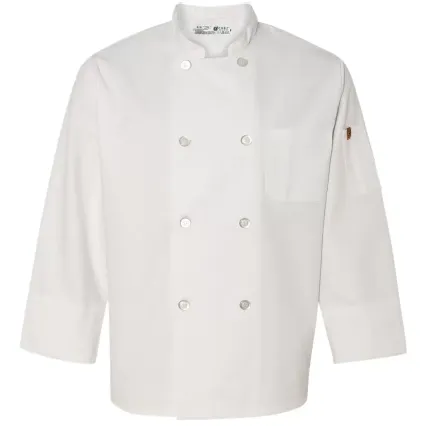 Chef Designs 0413 Button Chef Coat with Thermometer Pocket White