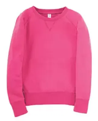 LAT 2652 Girls' Slouchy French Terry Pullover HOT PINK