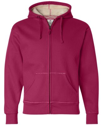 J America 8985 Full-Zip Hooded Thermal with Sherpa Lining Wildberry/ Natural