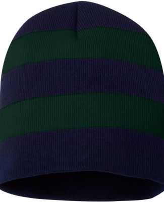 SP01 Sportsman  - Rugby Striped Knit Beanie -  Navy/ Forest