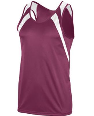 Augusta Sportswear 312 Youth Wicking Tank with Shoulder Insert Maroon/ White