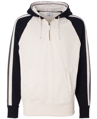 J America 8887 Vintage Quarter-Zip Hooded Sweatshirt Black