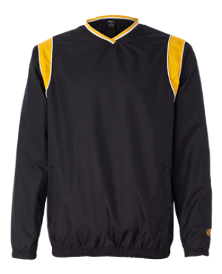 Rawlings 9700 V-Neck Micro Poly Windshirt Black/Gold