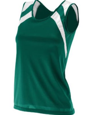 Augusta Sportswear 313 Women's Wicking Tank with Shoulder Insert Dark Green/ White
