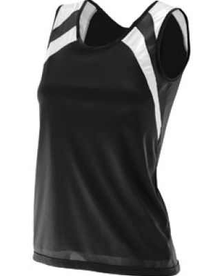 Augusta Sportswear 313 Women's Wicking Tank with Shoulder Insert Black/ White