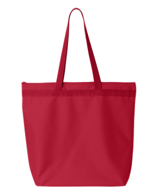 8802 UltraClub® Zippered Recycled Polyester Tote RED