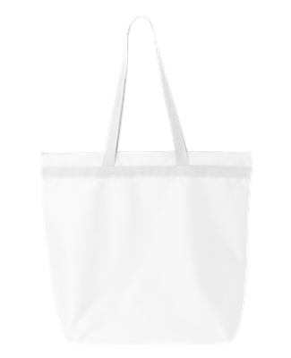8802 UltraClub® Zippered Recycled Polyester Tote WHITE