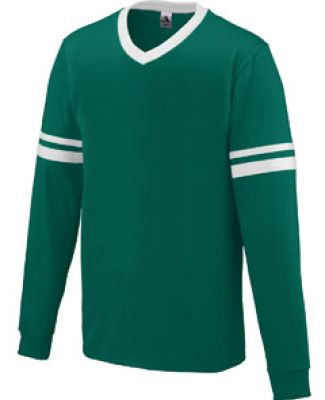 Augusta Sportswear 372 Long Sleeve Stripe Jersey Dark Green/ White