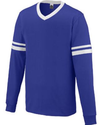 Augusta Sportswear 372 Long Sleeve Stripe Jersey Purple/ White
