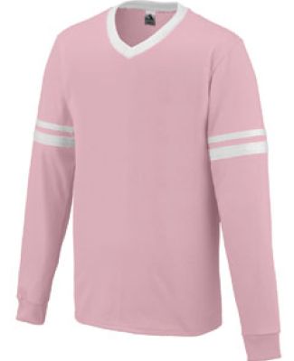 Augusta Sportswear 372 Long Sleeve Stripe Jersey Light Pink/ White
