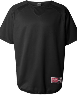 Rawlings 0705 Short Sleeve Flatback Mesh Fleece Pullover Black