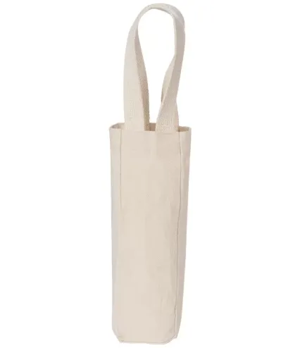 1725 Liberty Bags - Single Bottle Wine Tote NATURAL