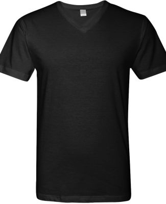 6907 LA T Adult Fine Jersey V-Neck T-Shirt BLACK
