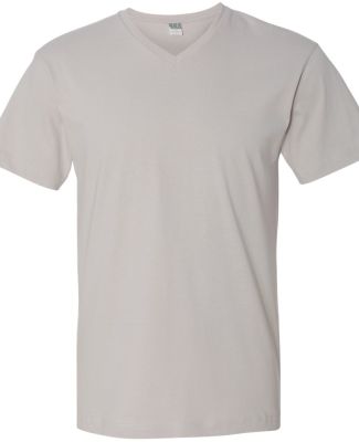 6907 LA T Adult Fine Jersey V-Neck T-Shirt SILVER