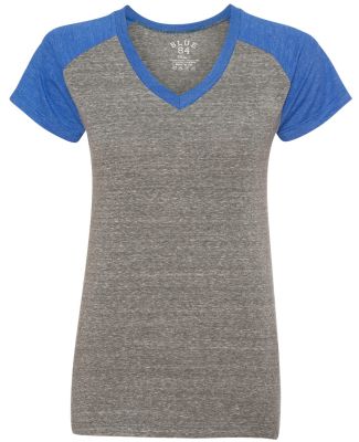 Blue 84 SJTR Juniors' Triblend V-Neck Raglan T-Shirt Heather/ Royal