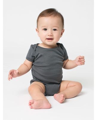 4001 American Apparel Infant Baby Rib Short Sleeve One Piece Asphalt(Discontinued)