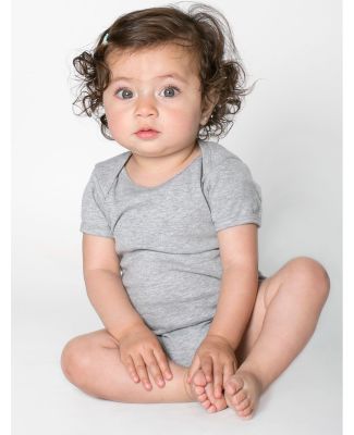 4001 American Apparel Infant Baby Rib Short Sleeve One Piece Heather Grey(Discontinued)