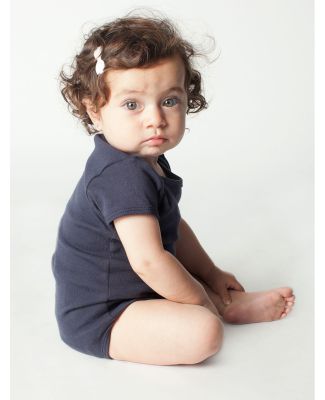 4001 American Apparel Infant Baby Rib Short Sleeve One Piece Navy(Discontinued)