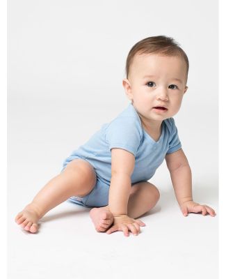 4001 American Apparel Infant Baby Rib Short Sleeve One Piece Baby Blue(Discontinued)