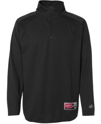 Rawlings 9751 Quarter-Zip Flatback Mesh Fleece Pullover Black