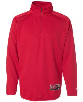 Rawlings 9751 Quarter-Zip Flatback Mesh Fleece Pullover Red