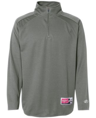 Rawlings 9751 Quarter-Zip Flatback Mesh Fleece Pullover Steel Grey