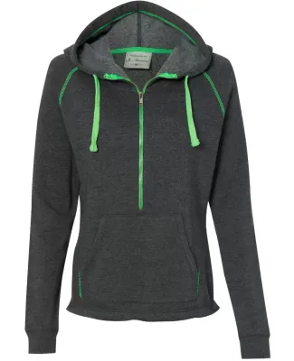 8876 J. America - Women's 1/2 Zip Triblend Hooded Sweatshirt Neon Green