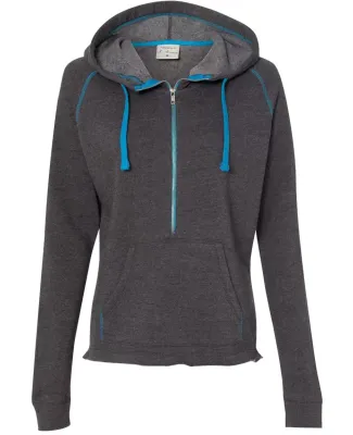 8876 J. America - Women's 1/2 Zip Triblend Hooded Sweatshirt Electric Blue