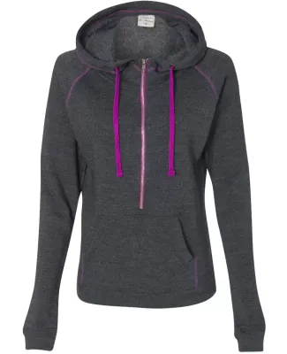 8876 J. America - Women's 1/2 Zip Triblend Hooded Sweatshirt Magenta