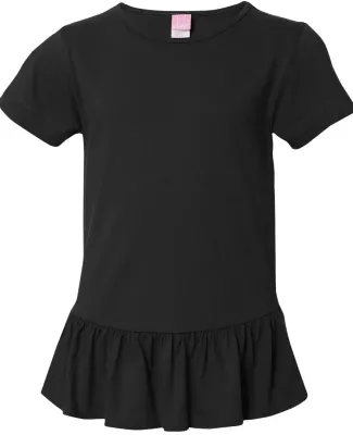 2627 LA T Girls' Fine Jersey Ruffle T-Shirt BLACK