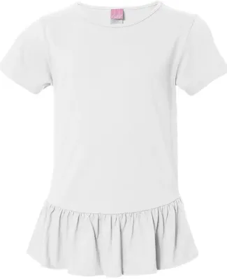 2627 LA T Girls' Fine Jersey Ruffle T-Shirt WHITE
