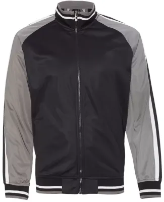 Burnside 8653 Striped Sleeve Track Jacket Black/ Charcoal/ White