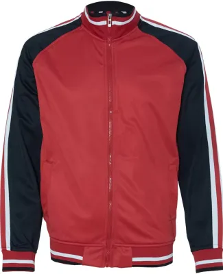 Burnside 8653 Striped Sleeve Track Jacket Red/ Black/ White