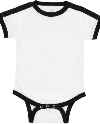 Rabbit Skins 4432 Infant Soccer Ringer Fine Jersey Bodysuit WHITE/BLACK