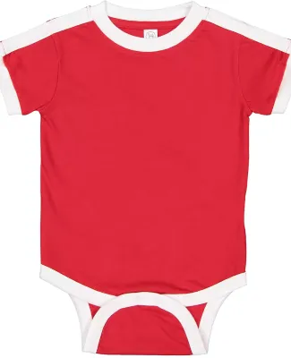 Rabbit Skins 4432 Infant Soccer Ringer Fine Jersey Bodysuit RED/ WHITE