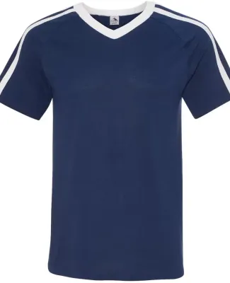 Augusta Sportswear 363 Get Rowdy Shoulder Stripe T-Shirt Navy/ White