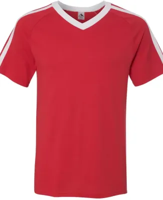 Augusta Sportswear 363 Get Rowdy Shoulder Stripe T-Shirt Red/ White