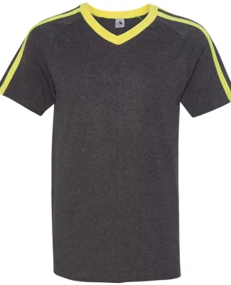 Augusta Sportswear 363 Get Rowdy Shoulder Stripe T-Shirt Slate Heather/ Power Yellow