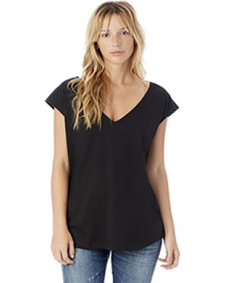 Alternative 4864 Flirt Satin Jersey T-Shirt BLACK