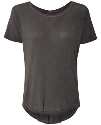 J America 8127 Women's Oasis Wash Drop Tail T-Shirt Dark Smoke