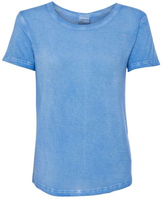 J America 8127 Women's Oasis Wash Drop Tail T-Shirt Deep Periwinkle