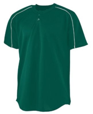 Augusta Sportswear 586 Youth Wicking Two-Button Baseball Jersey Dark Green/ White