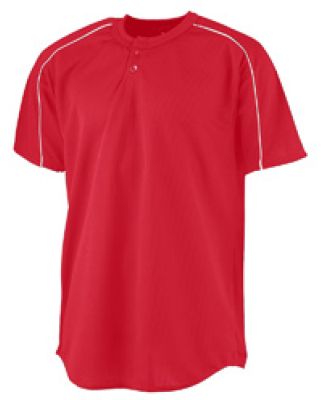 Augusta Sportswear 586 Youth Wicking Two-Button Baseball Jersey Red/ White