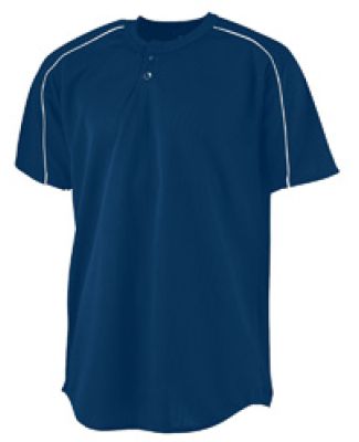 Augusta Sportswear 586 Youth Wicking Two-Button Baseball Jersey Navy/ White