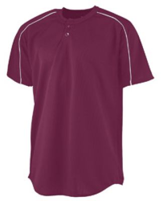 Augusta Sportswear 586 Youth Wicking Two-Button Baseball Jersey Maroon/ White