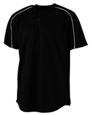 Augusta Sportswear 586 Youth Wicking Two-Button Baseball Jersey Black/ White